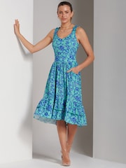 Jolie Moi Blue Floral Printed Midi Sundress - Image 5 of 6
