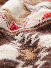 Neutral Aztec Pattern Relaxed Fit Soft Touch Knitted Jumper - Image 7 of 7