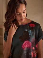 B By Ted Baker Teal Blue Satin Mix Floral Pyjamas - Image 3 of 9