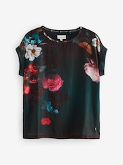 B By Ted Baker Teal Blue Satin Mix Floral Pyjamas - Image 7 of 9