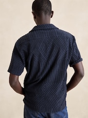 Banana Republic Blue Geometric Terry Polo Shirt - Image 2 of 3