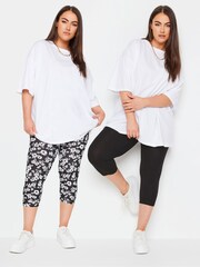 Yours Curve Black Cropped Leggings 2 Pack - Image 1 of 5