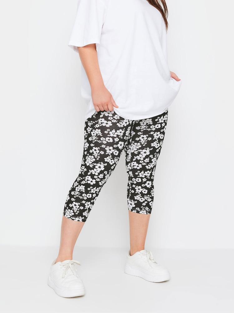 Yours Curve Black Cropped Leggings 2 Pack - Image 2 of 5