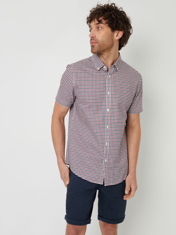 Threadbare Red 100% Cotton Short Sleeve Check Shirt - Image 1 of 4