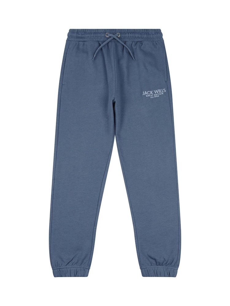 Jack Wills Blue Boys 100% Cotton Graphic Haydor Joggers - Image 1 of 3