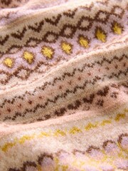 Neutral Fairisle Pattern Stripe Crew Neck Knitted Jumper - Image 8 of 8