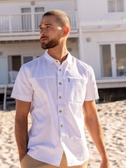 Mountain Warehouse White Mens Coconut Slub Texture Short Sleeve 100% Cotton Shirt - Image 1 of 4
