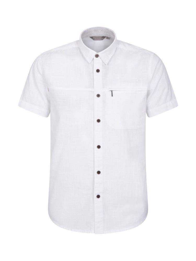 Mountain Warehouse White Mens Coconut Slub Texture Short Sleeve 100% Cotton Shirt - Image 2 of 4