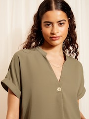 Friends Like These White V Neck Roll Sleeve Button Blouse - Image 2 of 4