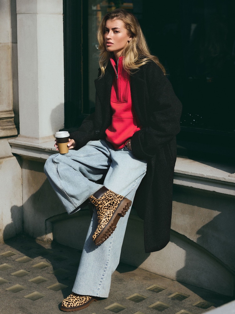 Leopard Standard/Wide Fit Forever Comfort® Lace-Up Collared Boots - Image 2 of 7