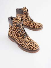 Leopard Standard/Wide Fit Forever Comfort® Lace-Up Collared Boots - Image 5 of 7