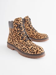 Leopard Standard/Wide Fit Forever Comfort® Lace-Up Collared Boots - Image 6 of 7