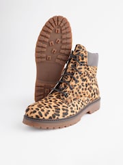 Leopard Standard/Wide Fit Forever Comfort® Lace-Up Collared Boots - Image 7 of 7