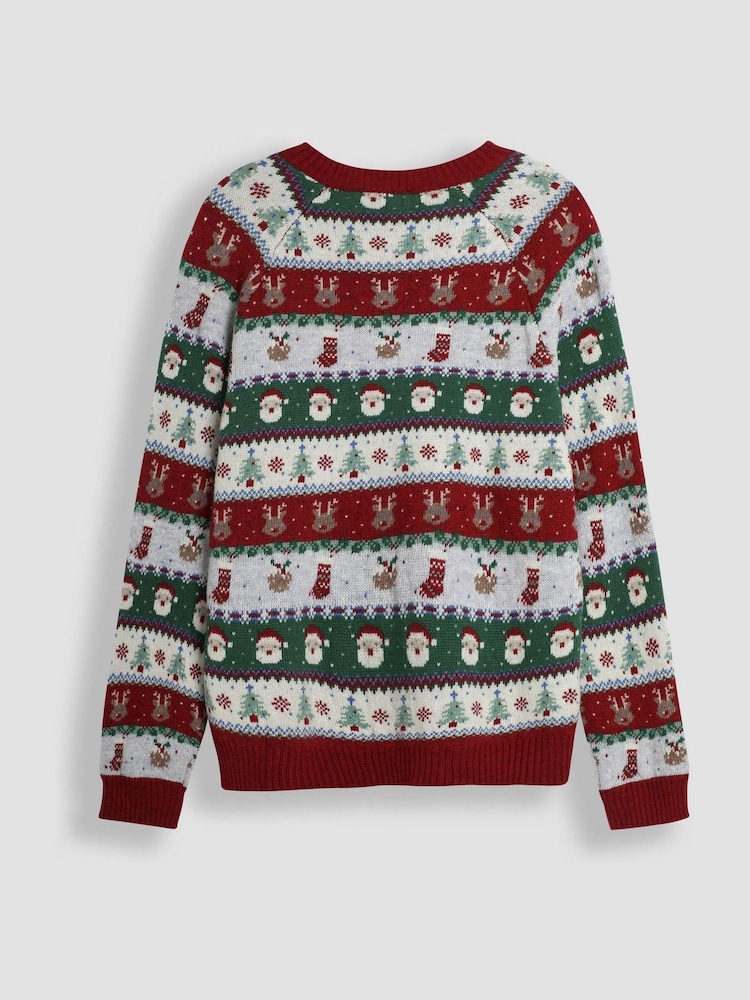 Jojo Maman Bébé moški's Festive Friends Fair Isle Pattern Pulover - Slika 2 iz 3 Jojo Maman Bébé moški's Festive Friends Fair Isle Pattern Pulover - Slika 2 iz 3