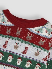JoJo Maman Bébé Red Men's Festive Friends Fair Isle Pattern Jumper - Image 3 of 3