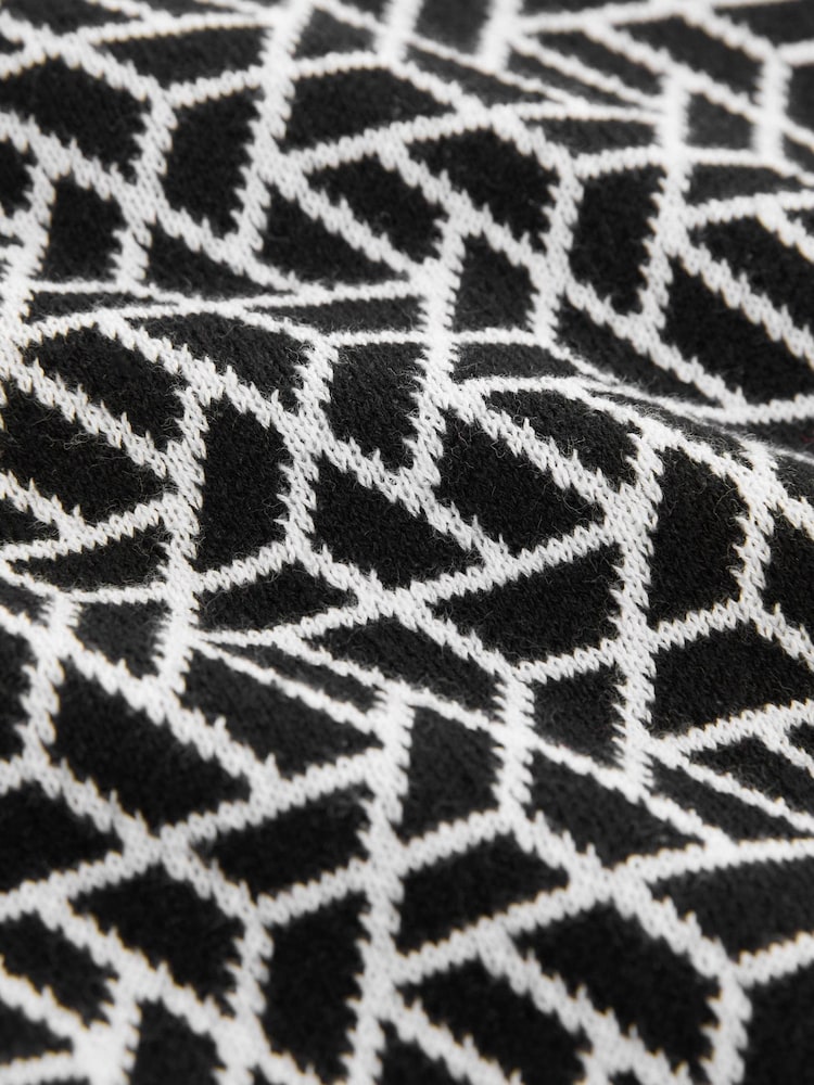 Black Geo Button Through Knitted Short Sleeve 100% Cotton Polo Shirt (3mths-7yrs) - Image 7 of 7