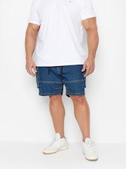 BadRhino Big & Tall Blue Elasticated Waist Denim Shorts - Image 1 of 4