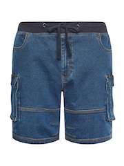 BadRhino Big & Tall Blue Elasticated Waist Denim Shorts - Image 3 of 4