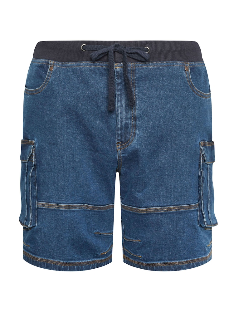 BadRhino Big & Tall Blue Elasticated Waist Denim Shorts - Image 3 of 4