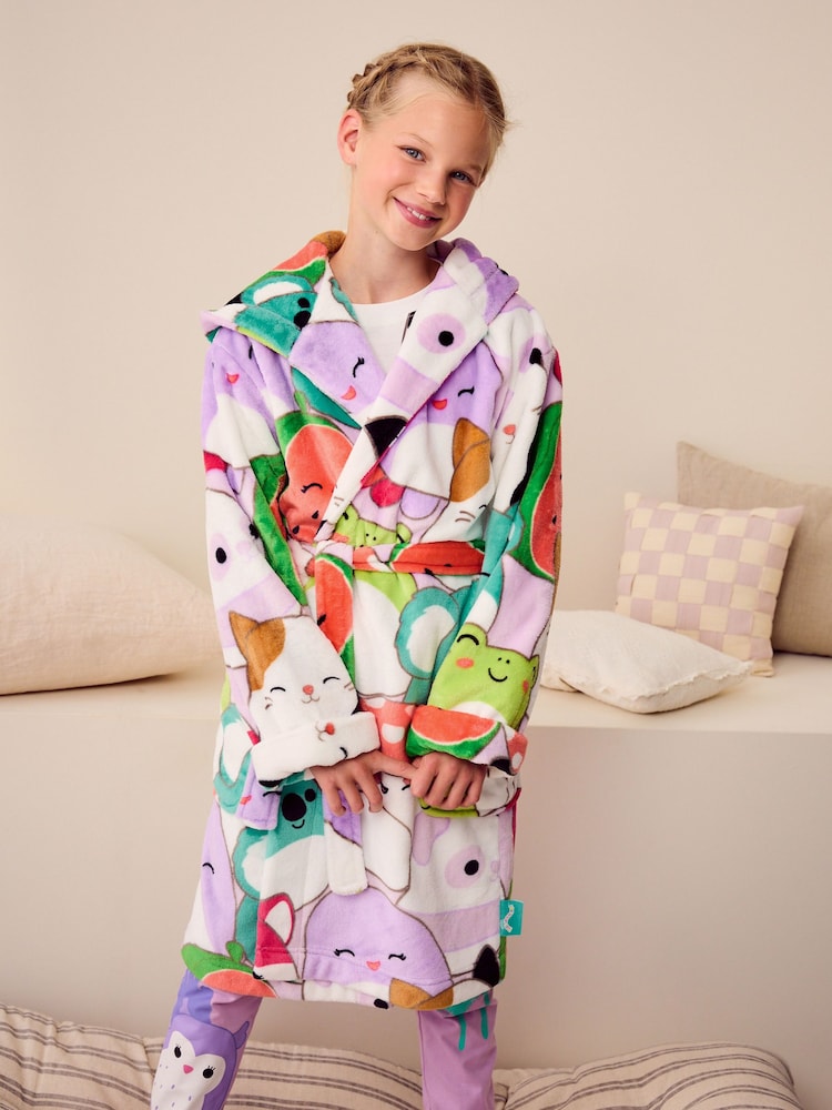كريم/وردي/أخضر - متعدد الألوان - روب بتصميم مزين بطبعة Squishmallow مرخصة (5-16 سنة) (5-16 سنة) - صورة 1 من 7
