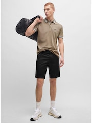 BOSS Khaki Green Cotton Polo Shirt With Contrast Logo Details - Image 2 of 5