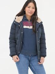 FatFace Lara Navy Puffer Coat - Image 1 of 6
