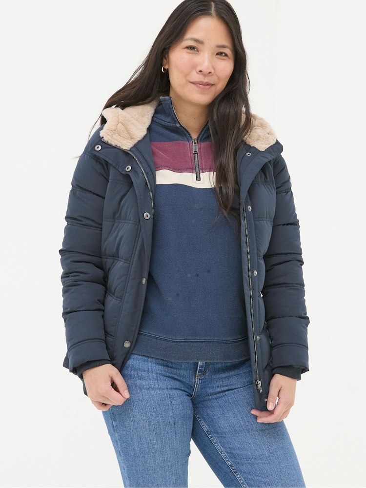 FatFace Lara Navy Puffer Coat - Image 1 of 6