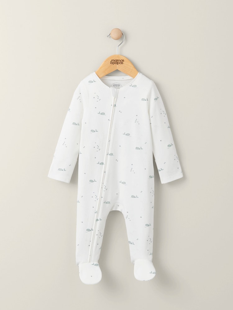 Mamas & Papas 100комбинезон из % хлопка с принтом кита и молнией - Image 1 of 3