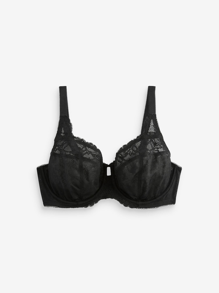 Noir/Blanc/Praline Nude - DD+ Lace Trim Non Pad Full Cup Underwired Bras 3 Pack - Image 10 of 11