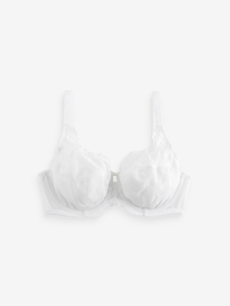 Noir/Blanc/Praline Nude - DD+ Lace Trim Non Pad Full Cup Underwired Bras 3 Pack - Image 9 of 11