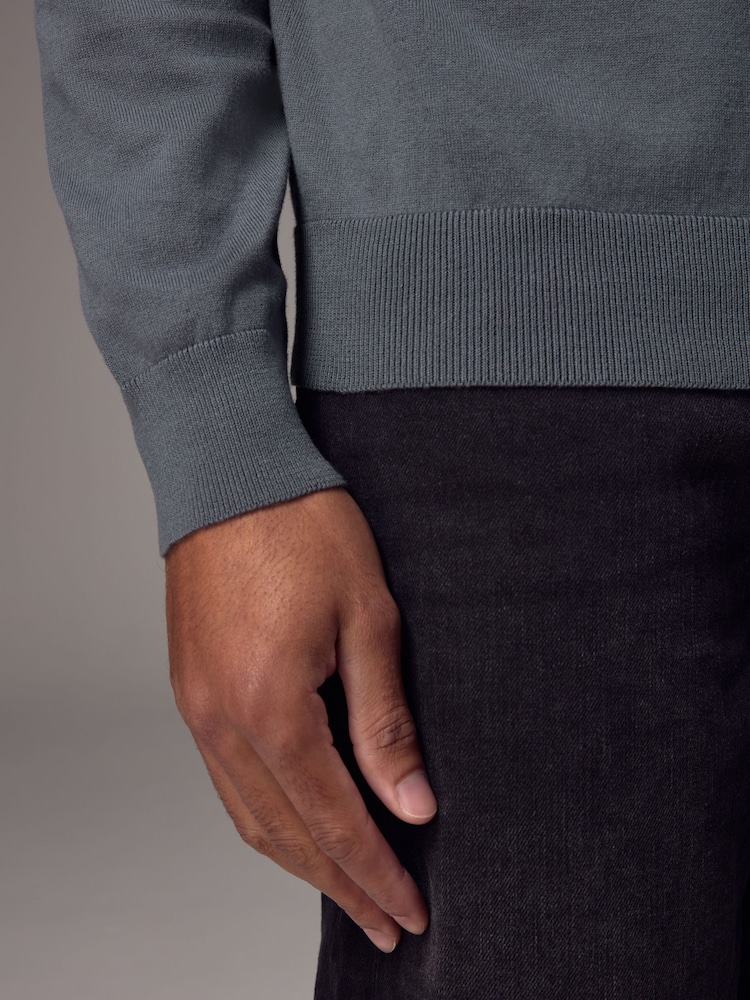 Leisteenblauw - Normale Pasvorm - Gebreide polo met lange mouwen - Image 3 of 8