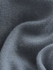 Blue Slate Regular Fit Knitted Long Sleeve Polo Shirt - Image 8 of 8