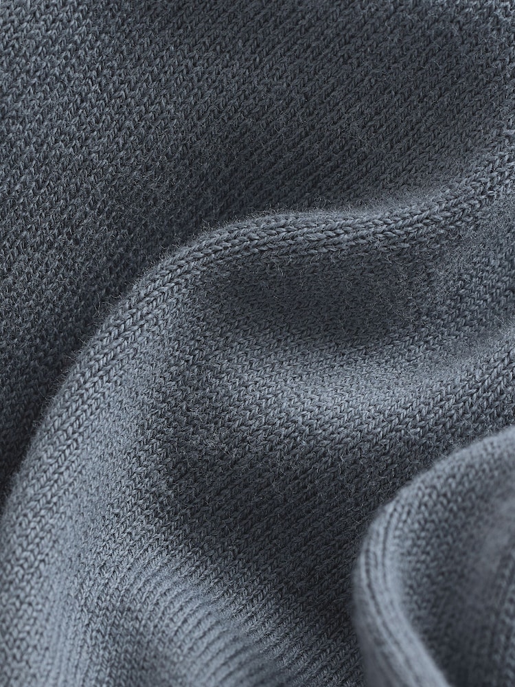 Blue Slate Regular Fit Knitted Long Sleeve Polo Shirt - Image 8 of 8
