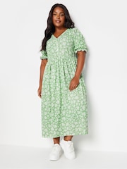 Yours Curve Green LIMITED COLLECTION Vintage Floral Textured Midaxi Dress - Image 2 of 5