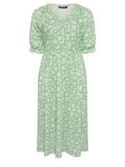 Yours Curve Green LIMITED COLLECTION Vintage Floral Textured Midaxi Dress - Image 5 of 5