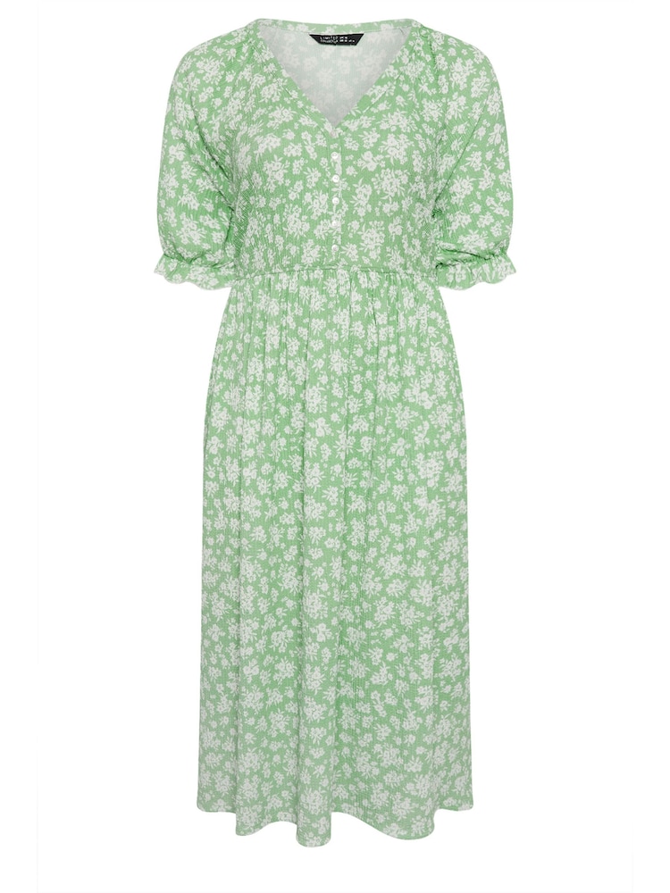Yours Curve Green LIMITED COLLECTION Vintage Floral Textured Midaxi Dress - Image 5 of 5