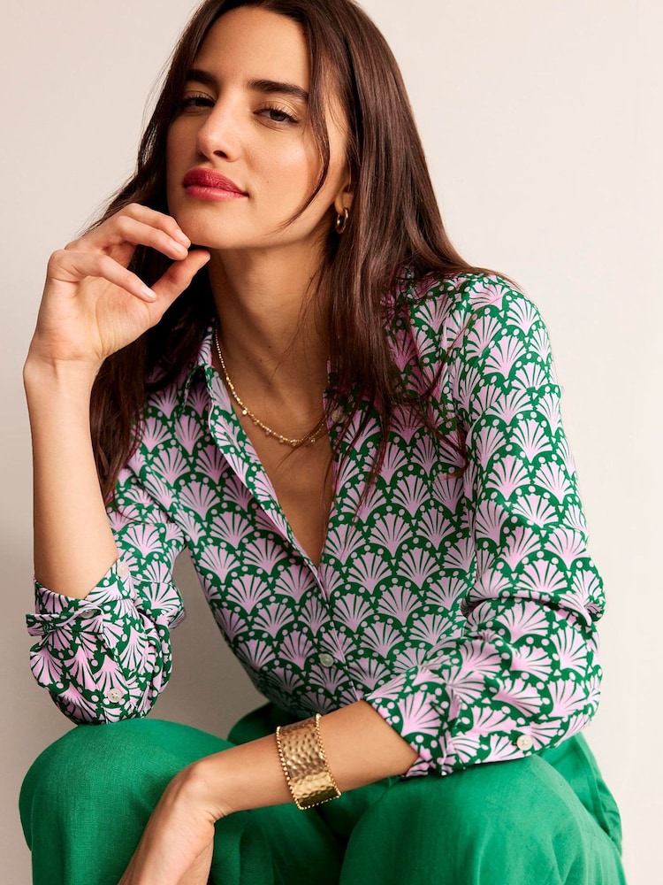 Boden Green Sienna Silk Shirt - Image 1 of 5 Boden Green Sienna Silk Shirt - Image 1 of 5