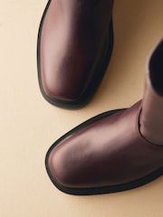 Burgundy Red Leather - Forever Comfort® Buckle Detail Rider Boots - Imagen 10 de 11