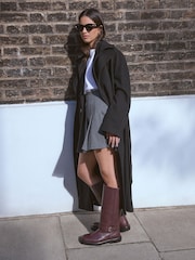 Burgundy Red Leather - Forever Comfort® Buckle Detail Rider Boots - Imagen 2 de 11