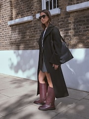 Burgundy Red Leather - Forever Comfort® Buckle Detail Rider Boots - Imagen 3 de 11