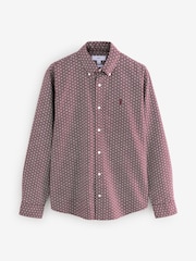 Burgundy/Navy Blue/White Printed 100% Cotton Long Sleeve Oxford Shirts 3 Pack - Image 10 of 13