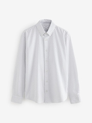 Burgundy/Navy Blue/White Printed 100% Cotton Long Sleeve Oxford Shirts 3 Pack - Image 11 of 13
