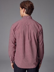 Burgundy/Navy Blue/White Printed 100% Cotton Long Sleeve Oxford Shirts 3 Pack - Image 6 of 13