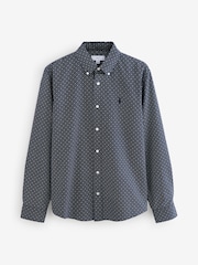 Burgundy/Navy Blue/White Printed 100% Cotton Long Sleeve Oxford Shirts 3 Pack - Image 9 of 13