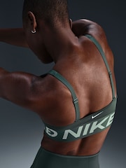 Nike Green Pro Indy Plunge Medium Support Padded Sports Bra - Image 3 of 6