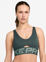 Nike Green Pro Indy Plunge Medium Support Padded Sports Bra - Image 4 of 6