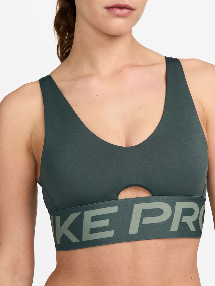 Nike Green Pro Indy Plunge Medium Support Padded Sports Bra - Image 6 of 6