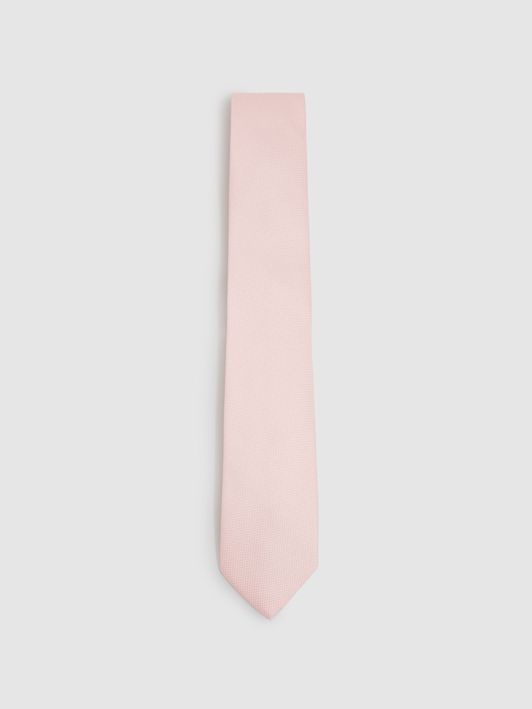 Rosa claro - Reiss Corbata de seda texturizada Ceremony Blend - Imagen 1 de 5 Rosa claro - Reiss Corbata de seda texturizada Ceremony Blend - Imagen 1 de 5