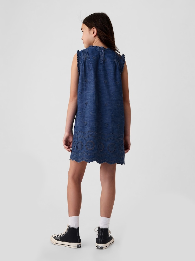 Gap Blue DÔEN Eyelet Denim Dress (Kids) - Image 2 of 4