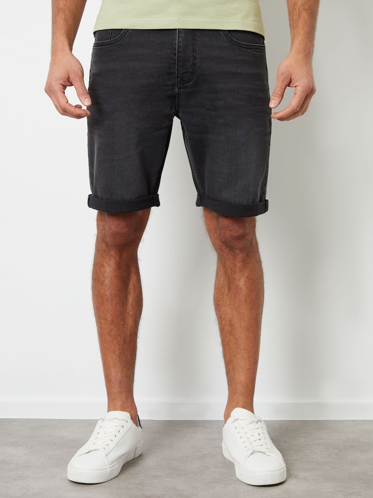 Threadbare Grey Turn Up Denim Shorts - Image 1 of 4